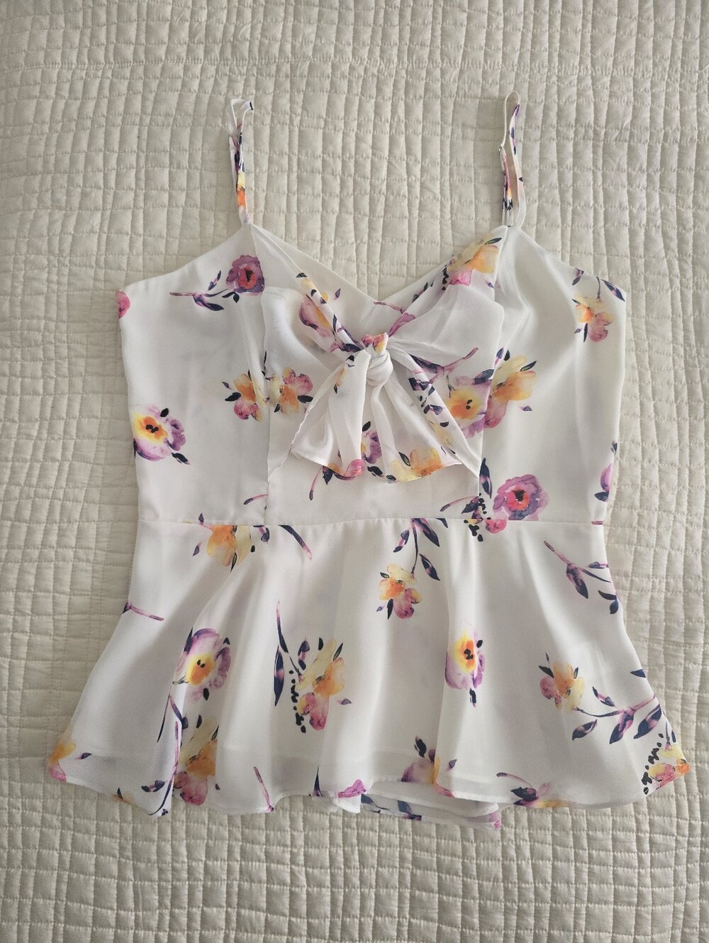 NWOT PARKER Peplum Cami, Primrose White, Size 4